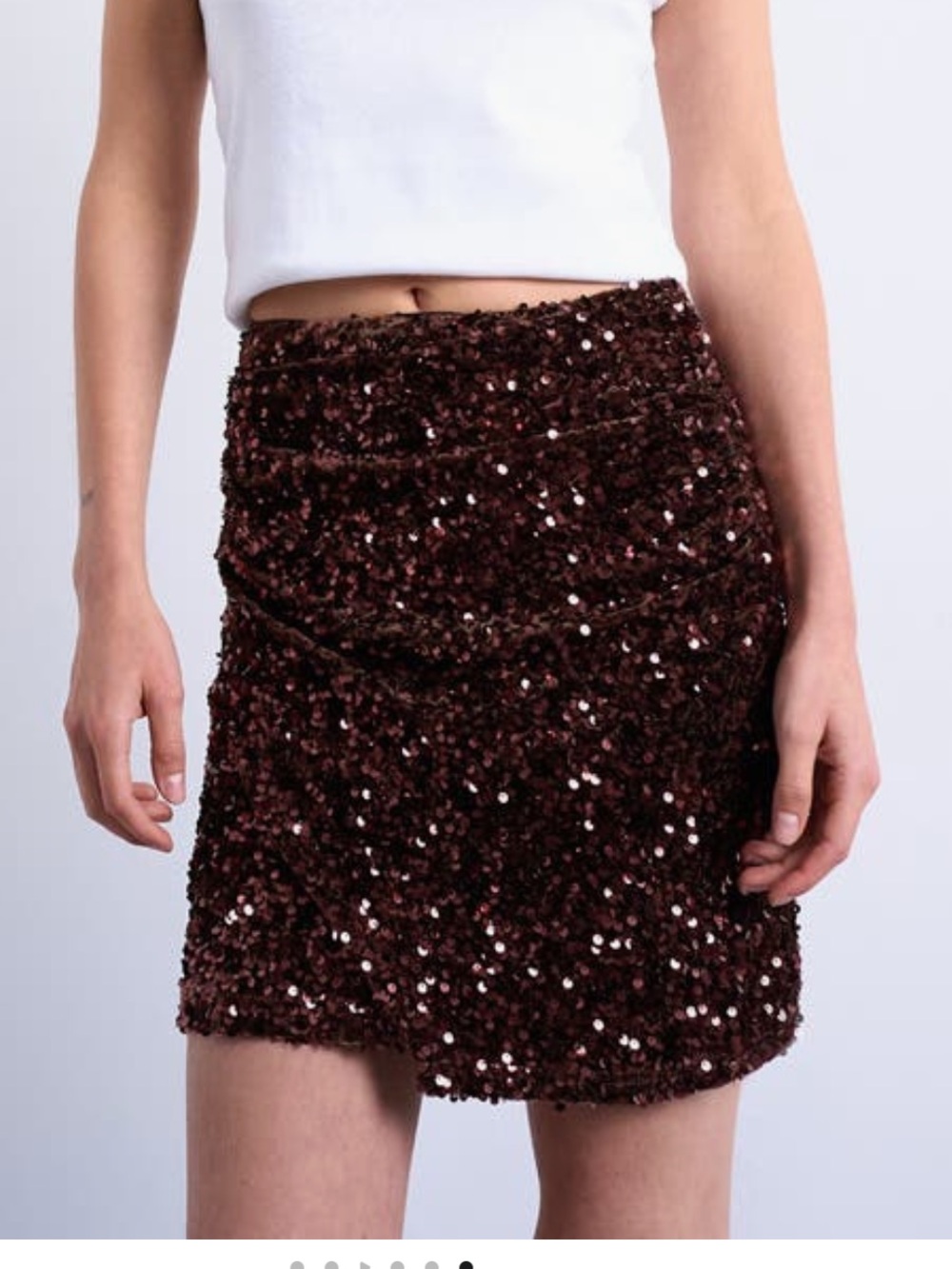 NWT Topshop Velvet Sequin Drape Mini Skirt Chocolate Brown Size 6